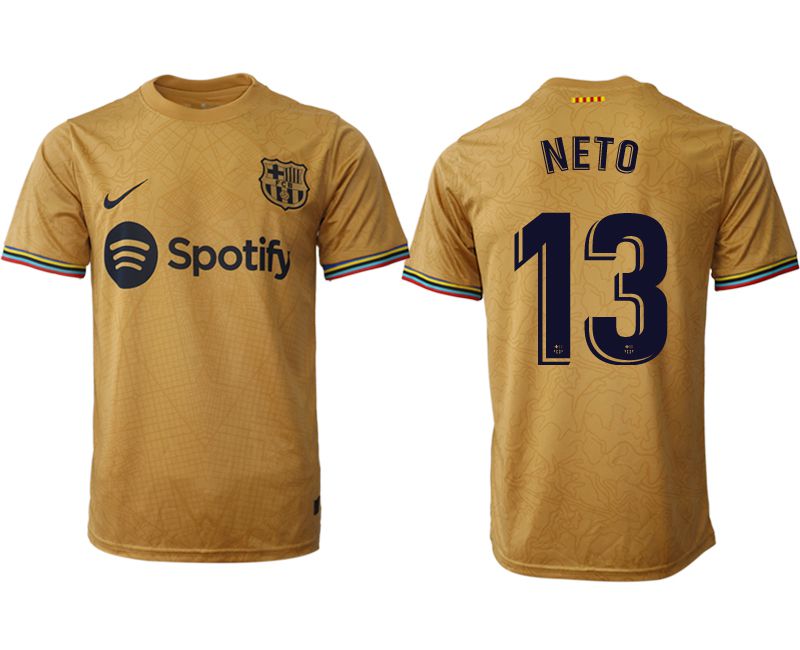 Men 2022-2023 Club Barcelona away aaa version yellow #13 Soccer Jersey